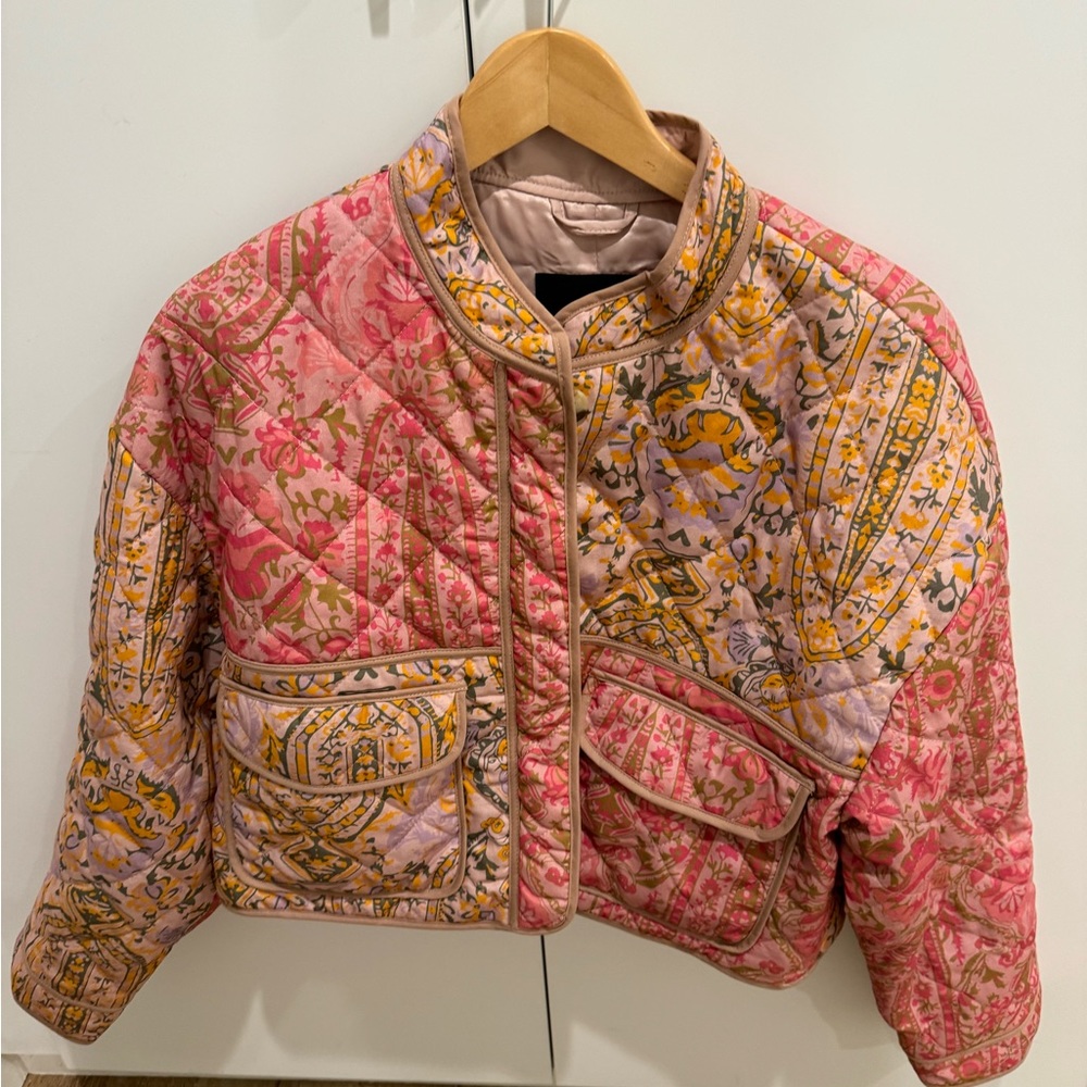 7 For All Mankind Pink and Yellow Quilted Jacket